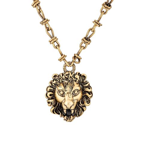 gucci lion necklace men's|gucci lion head necklace.